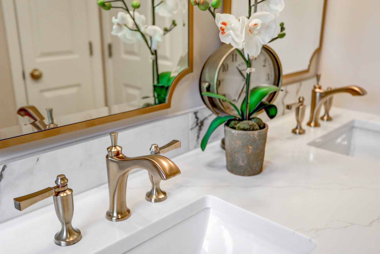 Manheim Township Primary Bathroom Remodel with gold accents