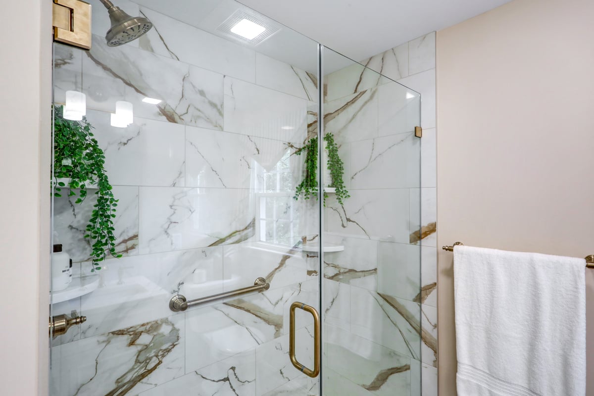 Tile shower in Manheim Township Primary Bathroom Remodel